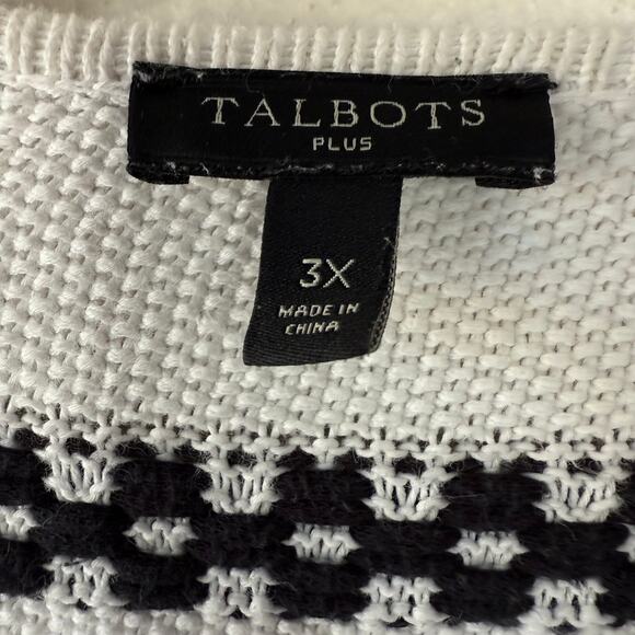 Talbots Size 3X knit white black waterfall blanket sweater - Picture 3 of 10